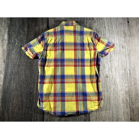 Denim & Supply Ralph Lauren Short Sleeve Shirt Mens Large Yellow Plaid Preppy - Picture 5 of 6